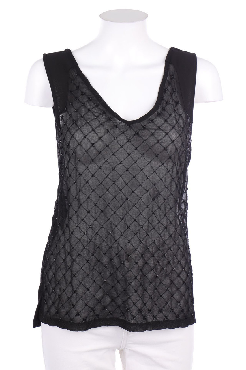 Ohne Label - Blusentop mit Perlen - S