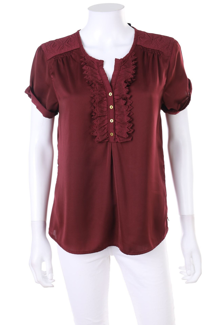 MAISON SCOTCH - Kurzarm-Bluse mit Spitze - D 38