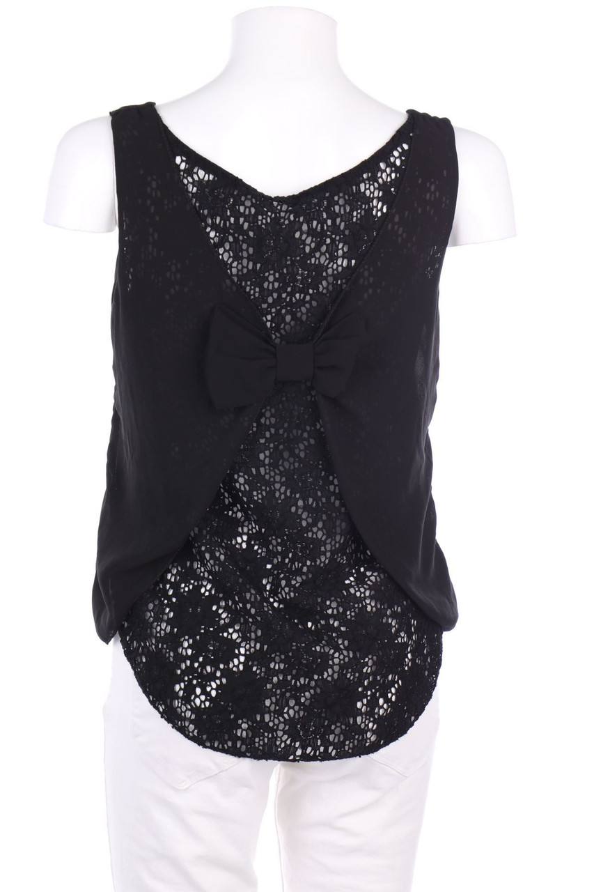 Ohne Label - Blusentop mit Häkelspitze im Layer Look - S