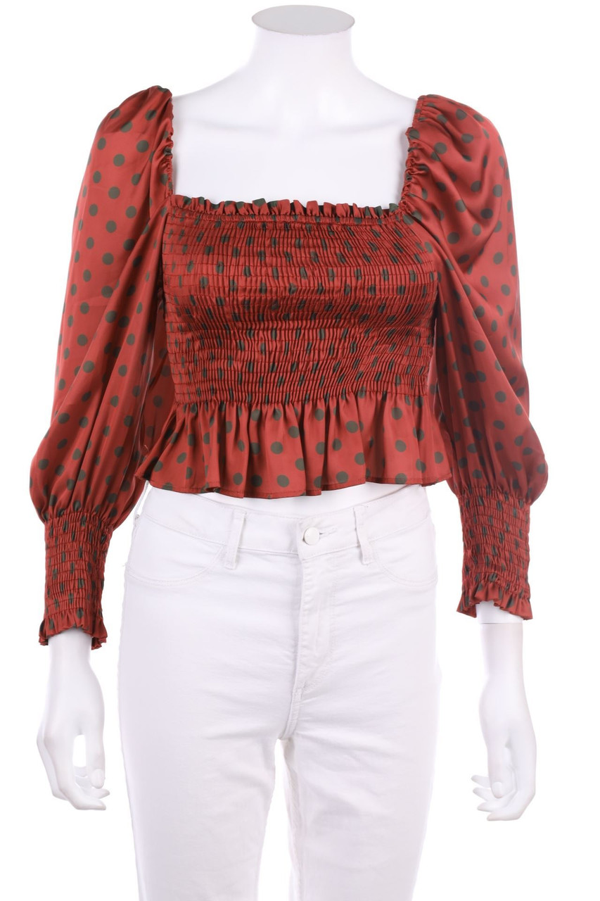 ZARA - Print-Bluse mit Smok-Details - XS