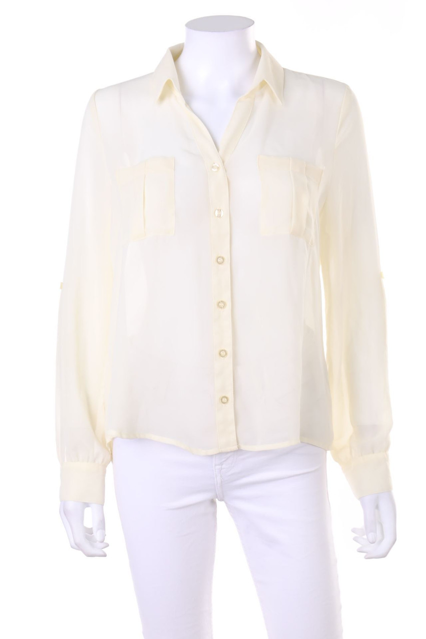 mine - Vokuhila-Bluse mit aufgesetzten Taschen - M