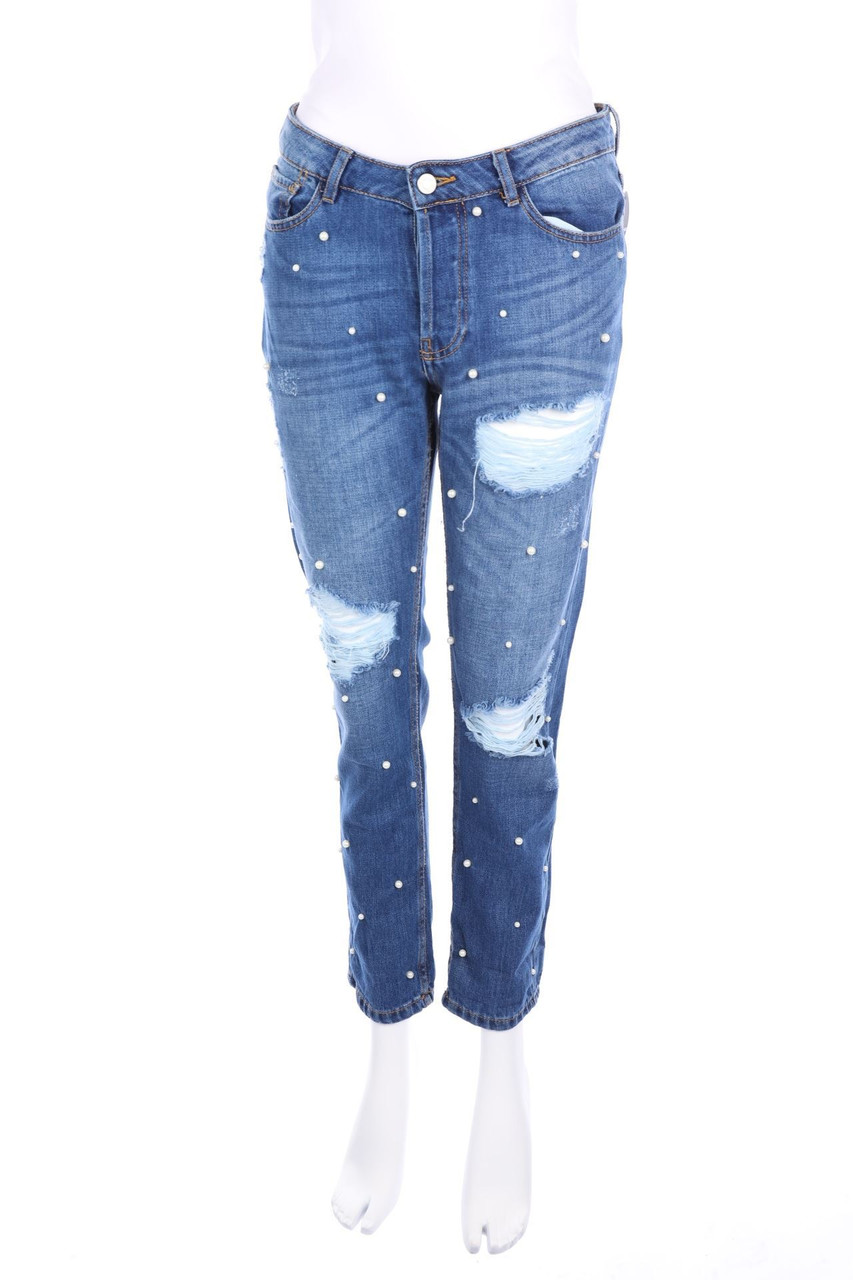 TALLY WEiJL - Destroyed Boyfriend-Jeans mit Perlen - D 36