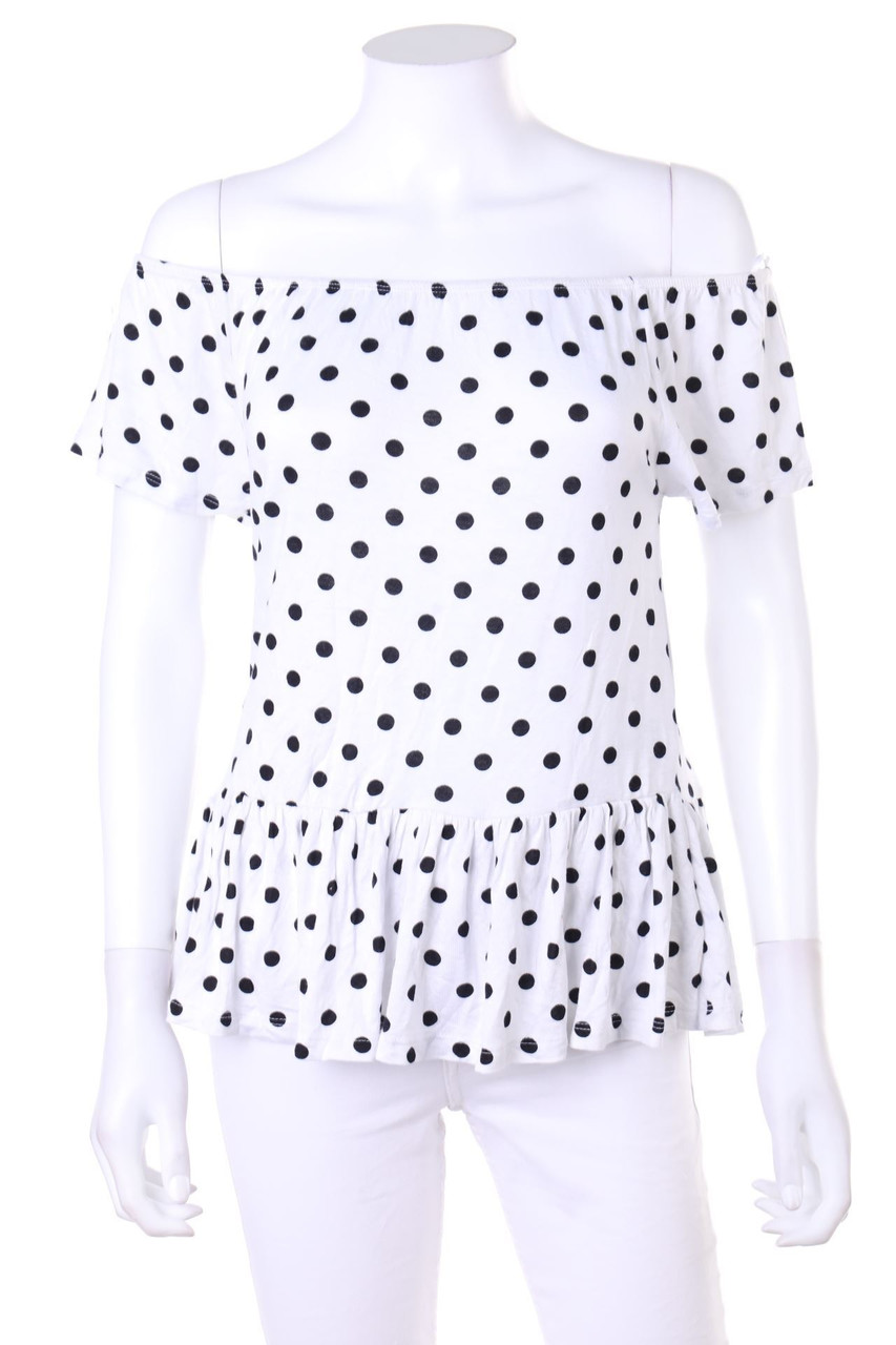 AMISU - Carmen-Bluse mit Punkten - S