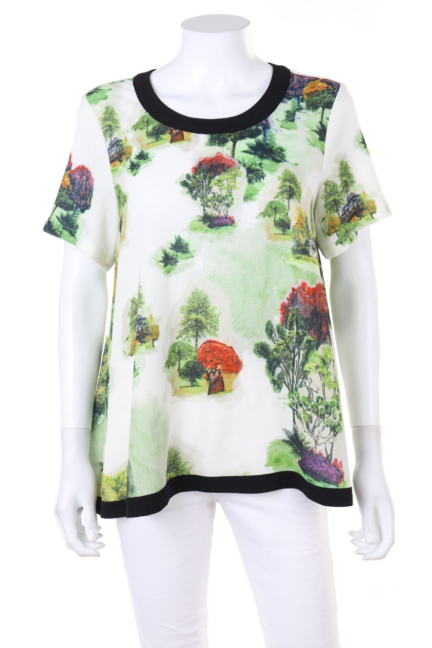 ADOLFO DOMINGUEZ - Kurzarm-Bluse mit Print - D 36