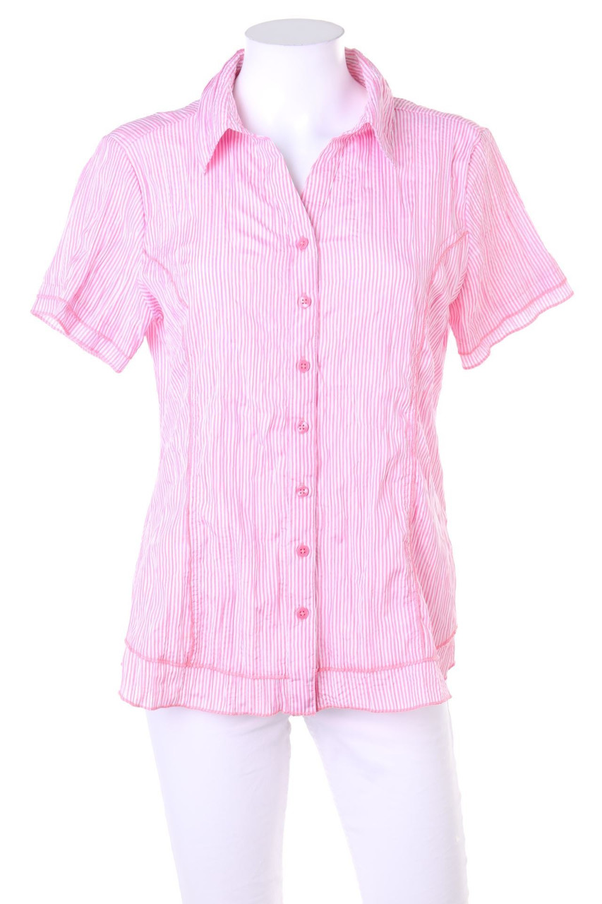 Malva - Streifen-Hemd-Bluse mit kurzem Ärmel - D 38