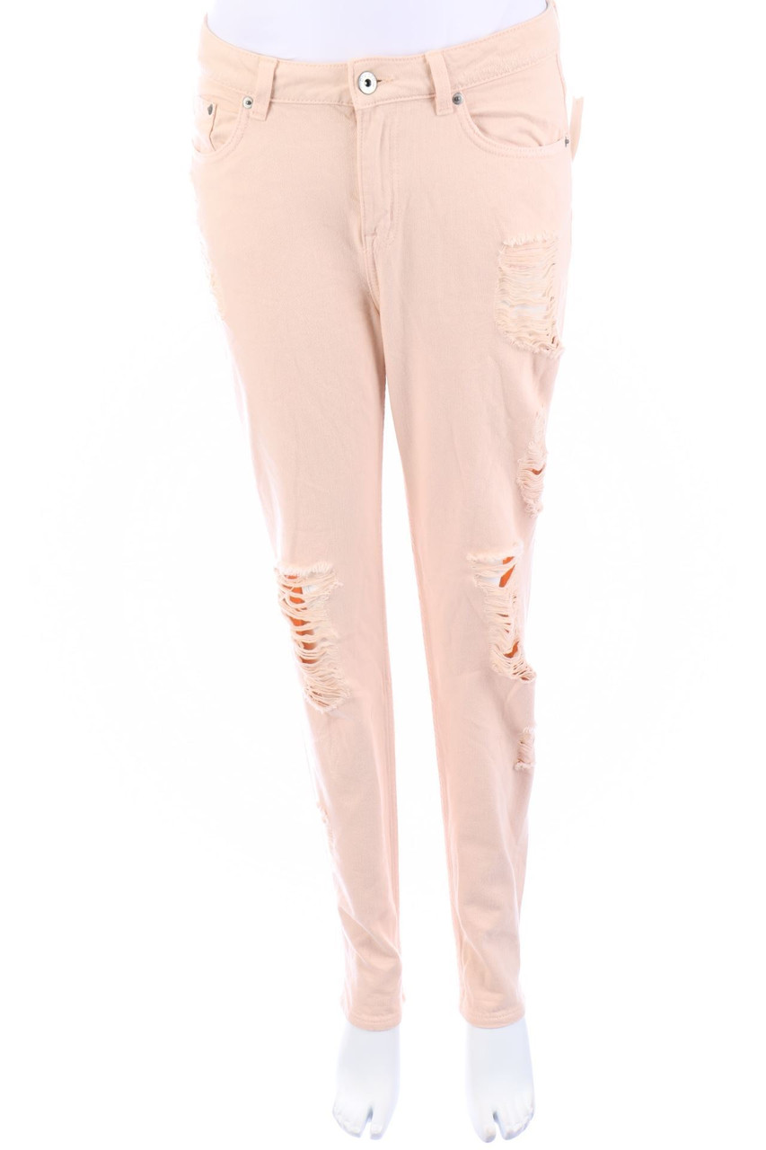 H&M DIVIDED - Destroyed Boyfriend-Jeans mit Logo-Patch - D 38