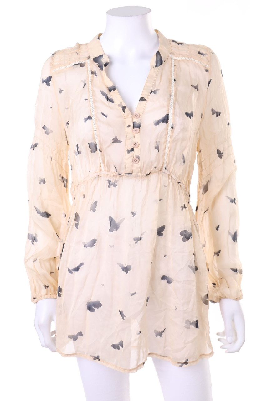 Riccovero - Bluse aus Seide mit Smok-Details - D 40