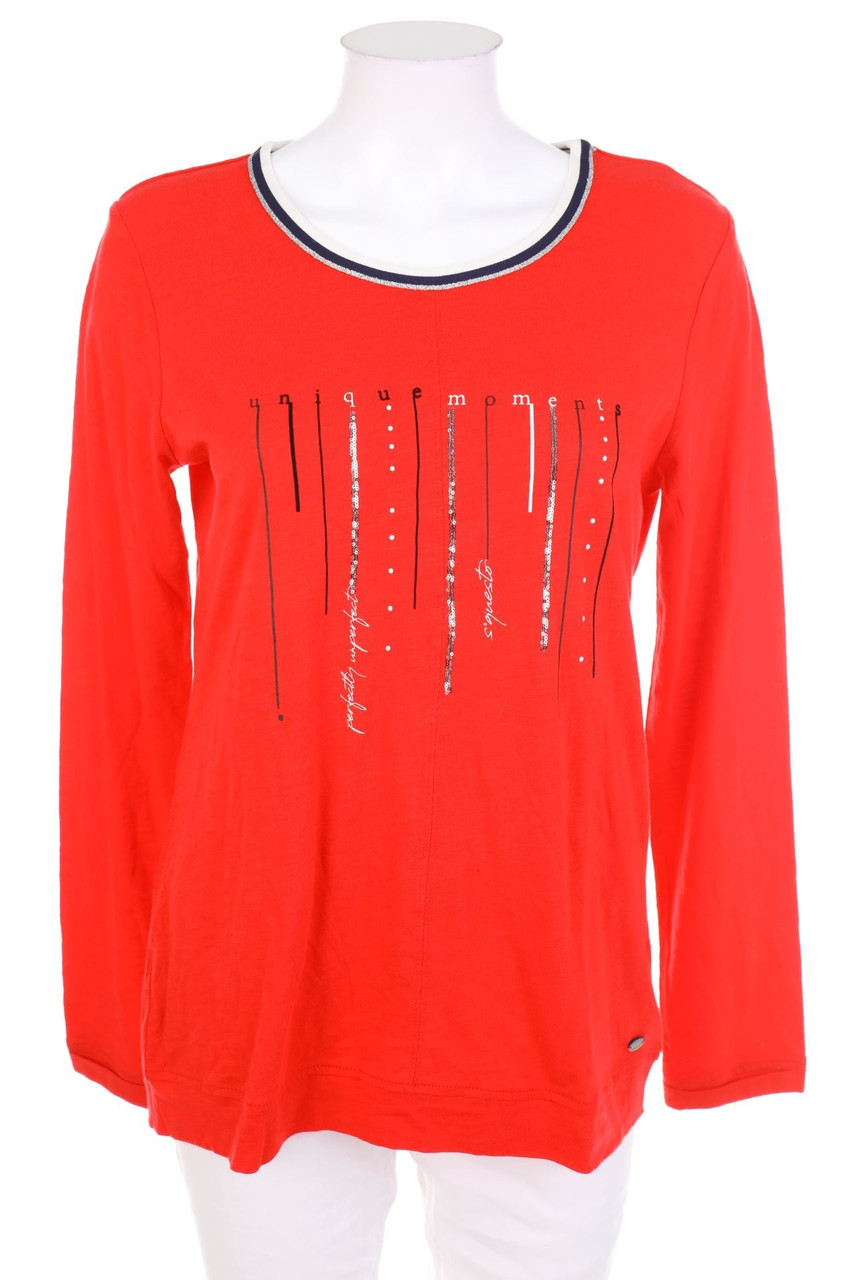 Soquesto - Longsleeve-Shirt mit Statement-Print - M