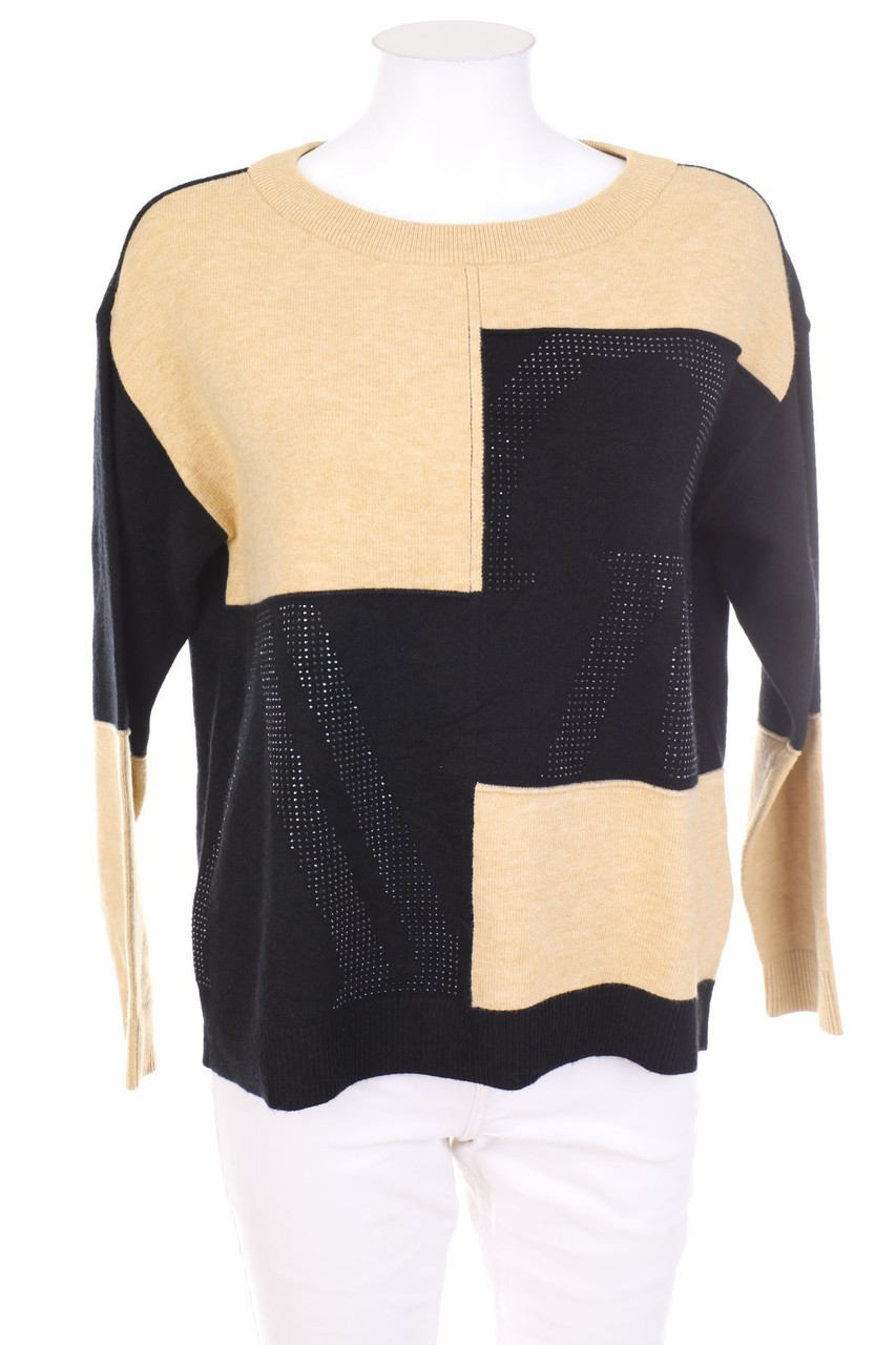Betty Barclay - Two Tone-Strick-Pullover mit Schmuckstein-Applikation - D 40