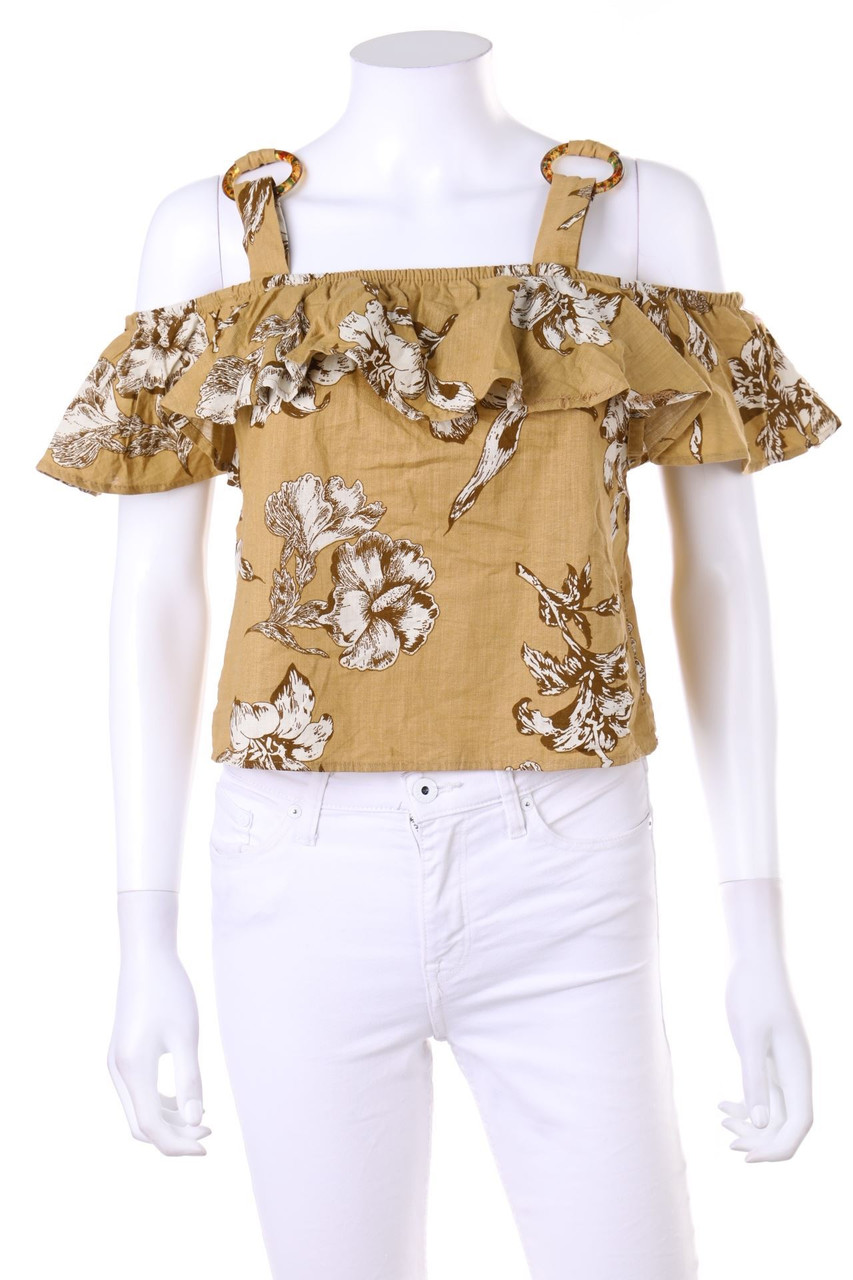 Ohne Label - Cropped-Cold-Shoulder-Bluse - XS