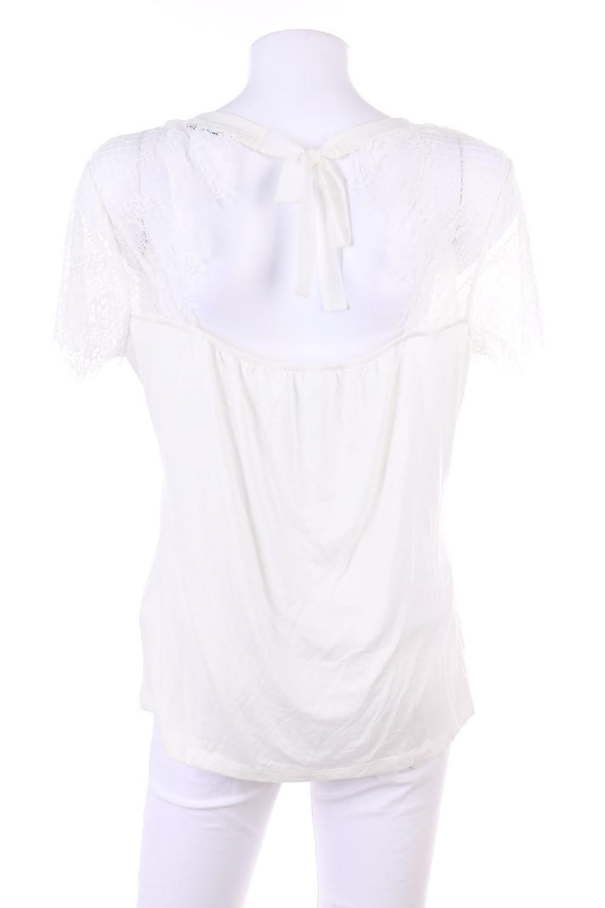 orsay - Kurzarm-Bluse mit Spitzen-Einsatz - L