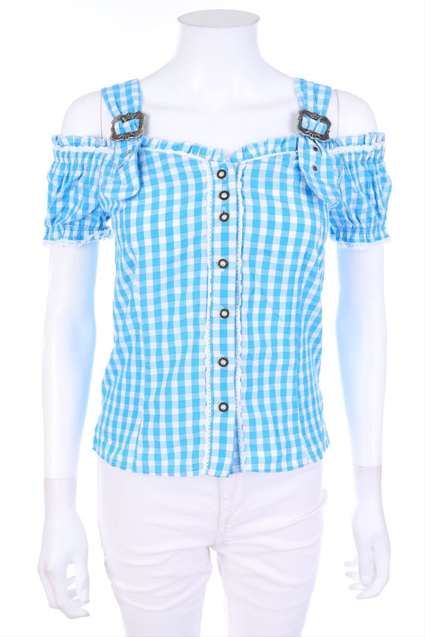 fuchs TRACHTENMODEN - Trachten-Bluse mit Spitze - XS