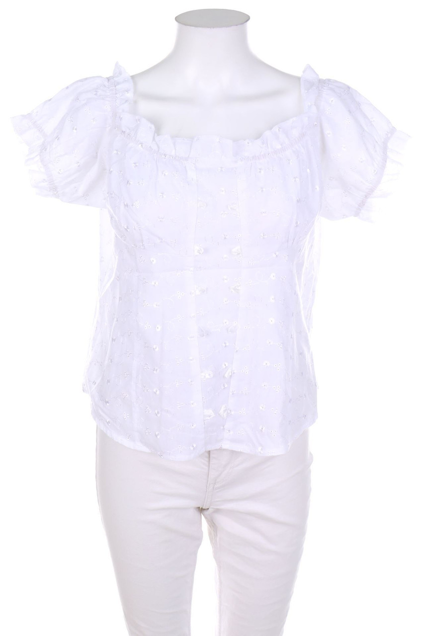 FINEST FASHION TRACEY - Kurzarm-Bluse mit Stickereien - D 46