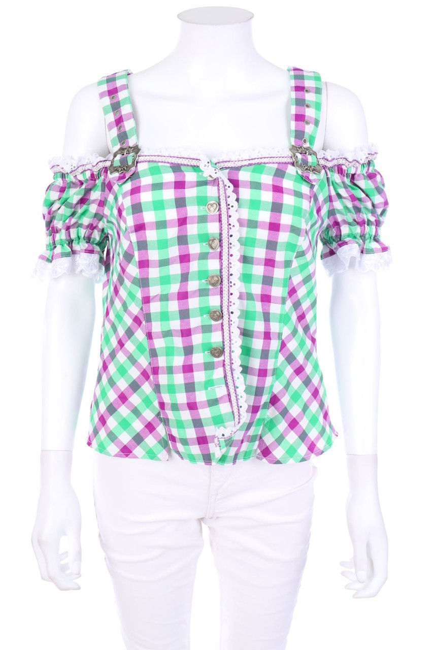 LANDHAUS C&A NATURALLY - Trachten-Bluse mit Karo-Muster - D 38