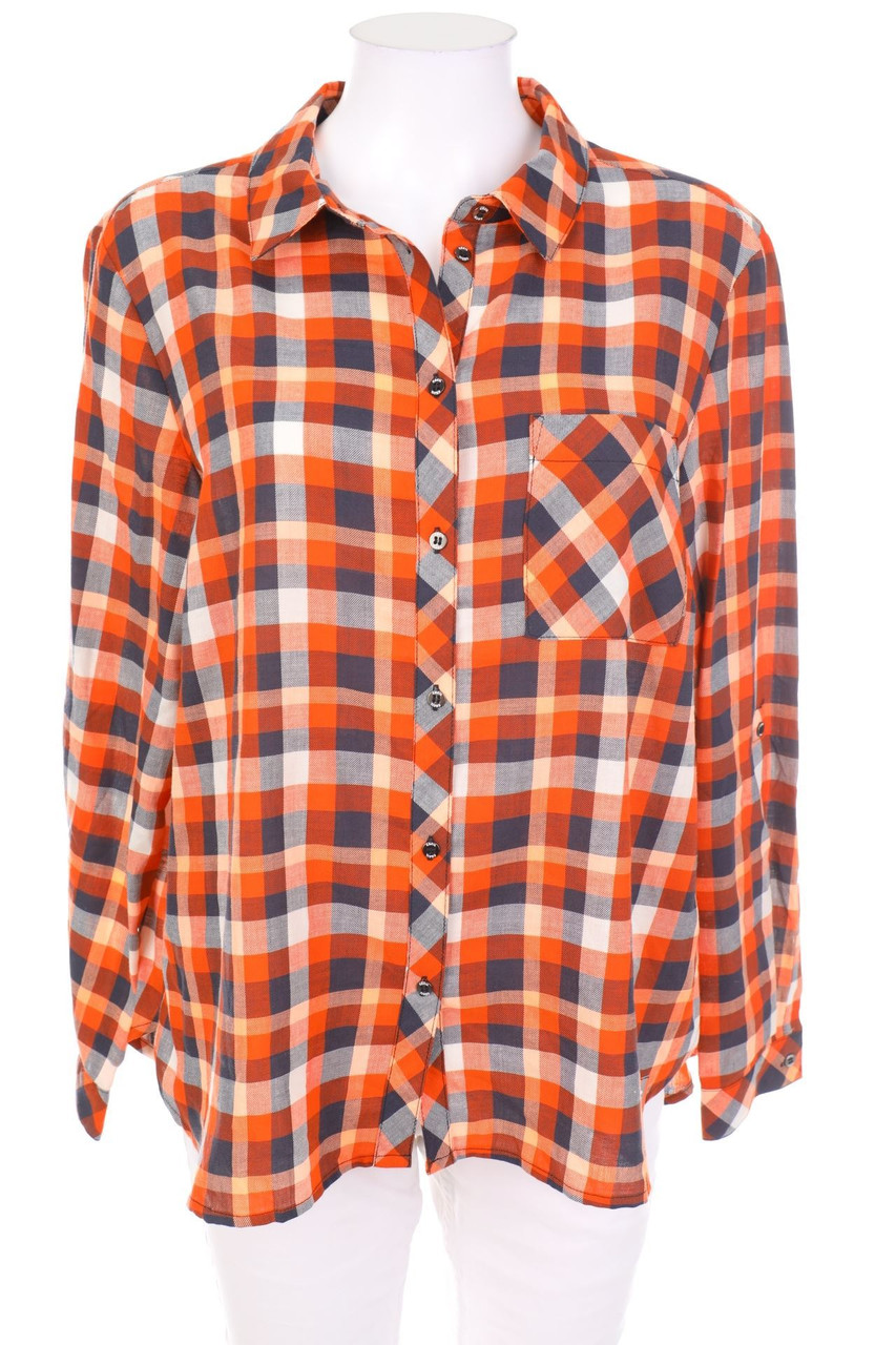 CECIL - Karo-Hemd-Bluse mit Roll-up-Manschette - L