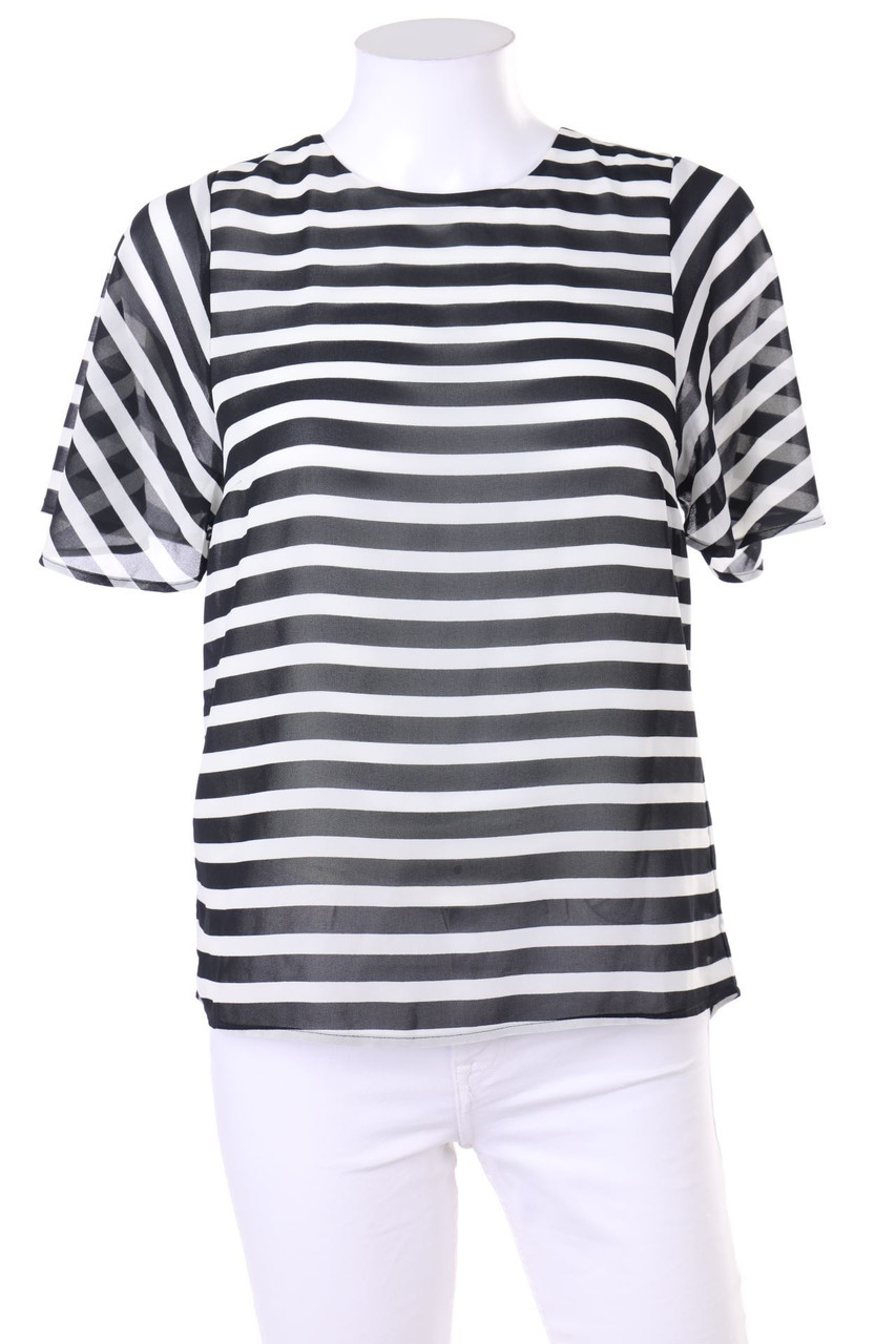 H&M - Kurzarm-Bluse mit Streifen - D 38