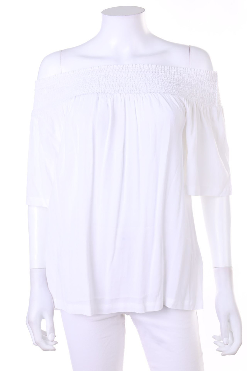 minimum - Carmen-Bluse mit Smok-Details - D 36