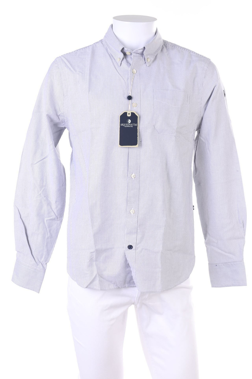 ARQUEONAUTAS - gestreiftes Button-down-Hemd mit Logo-Stickerei - M