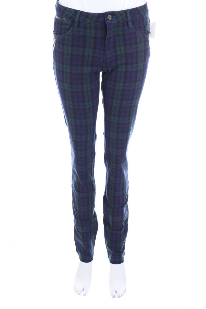 ARQUEONAUTAS&#x20;-&#x20;Karo-Skinny-Jeans&#x20;mit&#x20;Kunstleder-Details&#x20;-&#x20;M