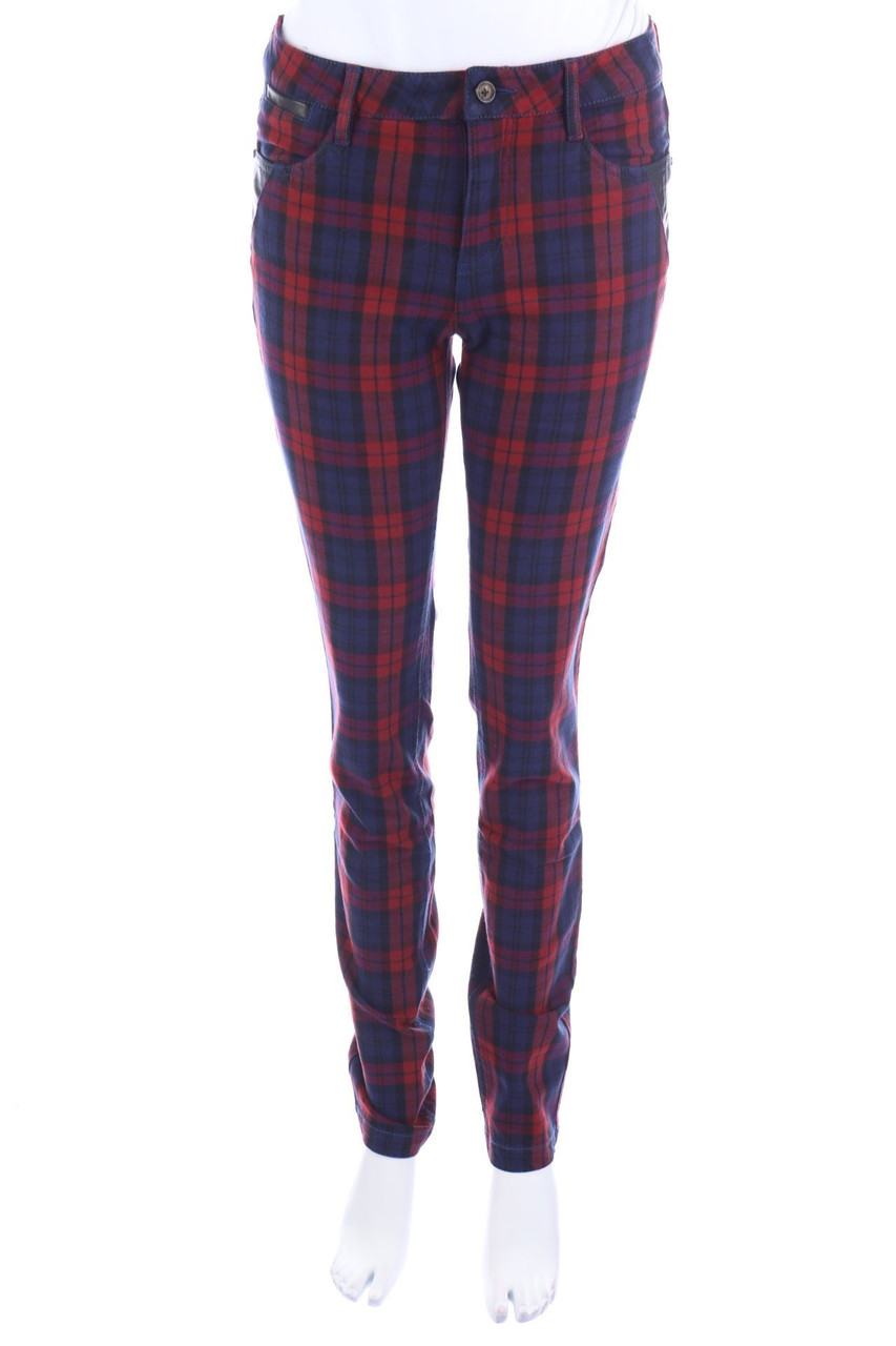 ARQUEONAUTAS - Karo-Skinny-Jeans mit Kunstleder-Details - M