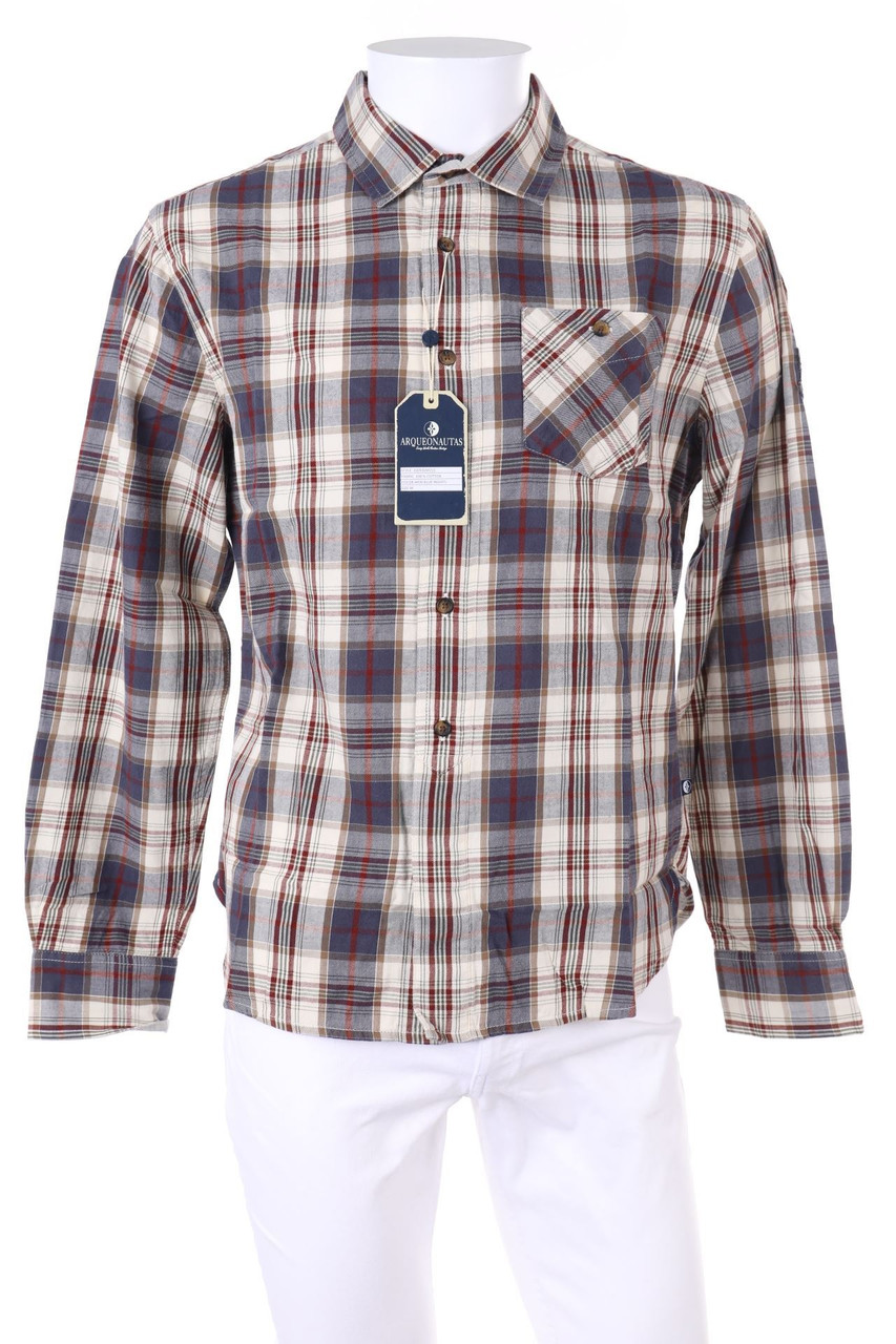 ARQUEONAUTAS - kariertes Hemd mit Logo-Patch - M