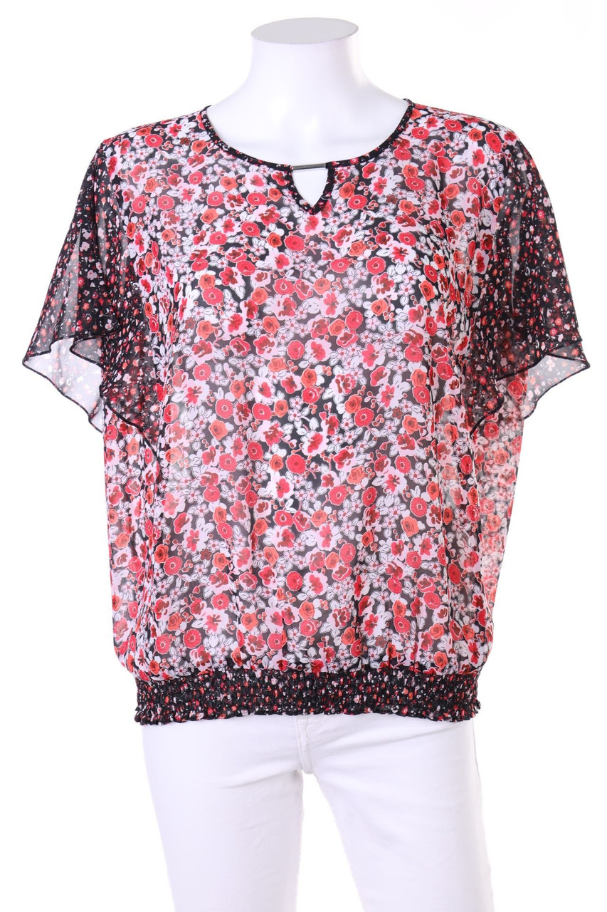 GERRY WEBER - Kurzarm-Bluse mit Blumen-Print - D 40