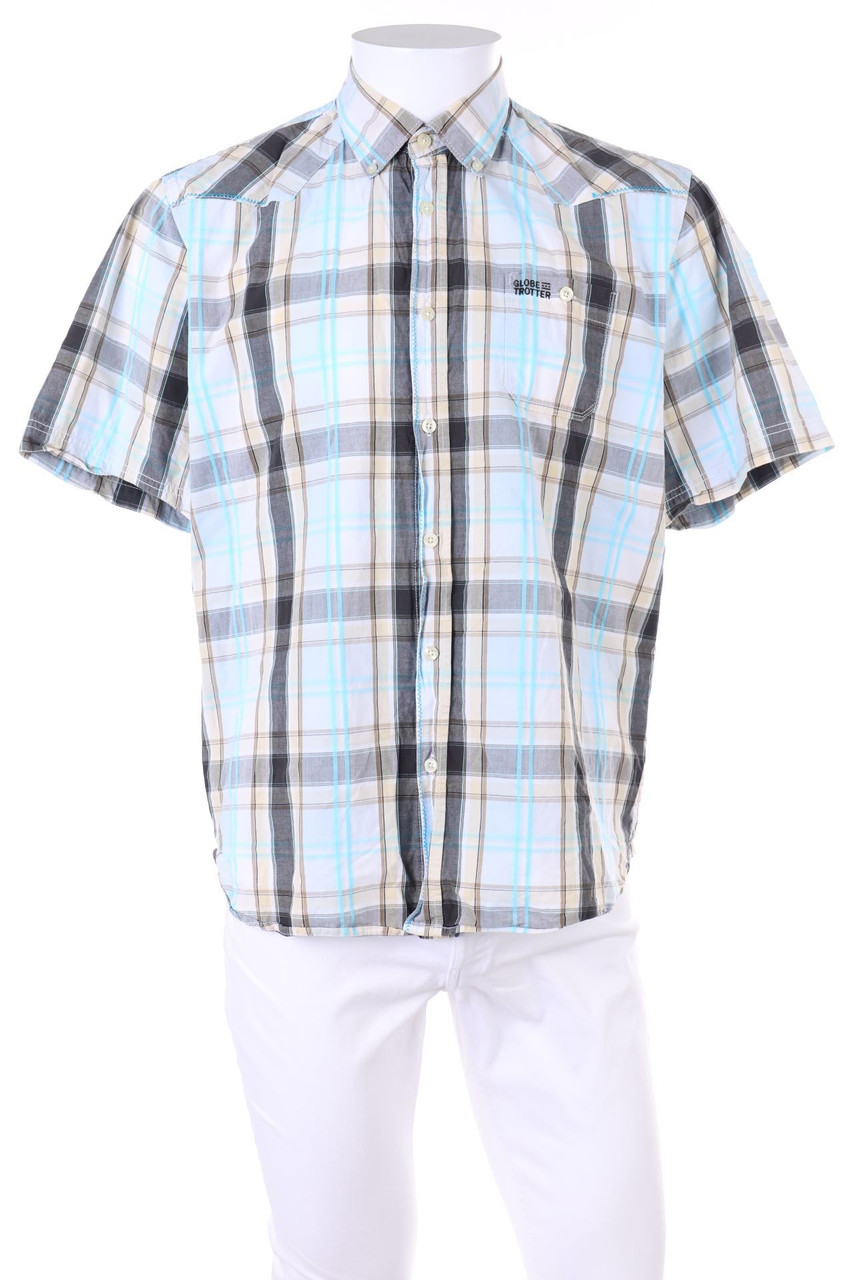 GLOBETROTTER - Kurzarm-Hemd mit Karo-Muster - L