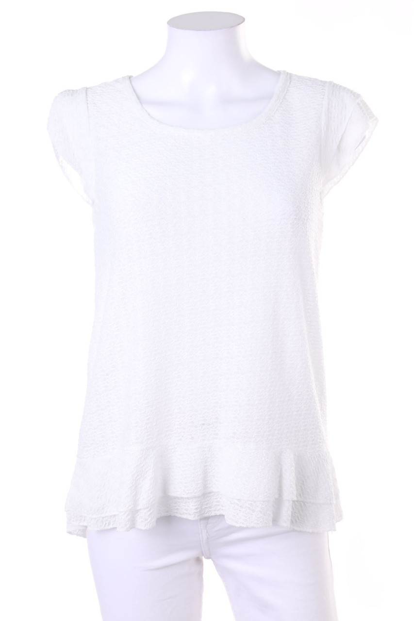 AMISU - Kurzarm-Shirt im Layer Look mit Volants - S