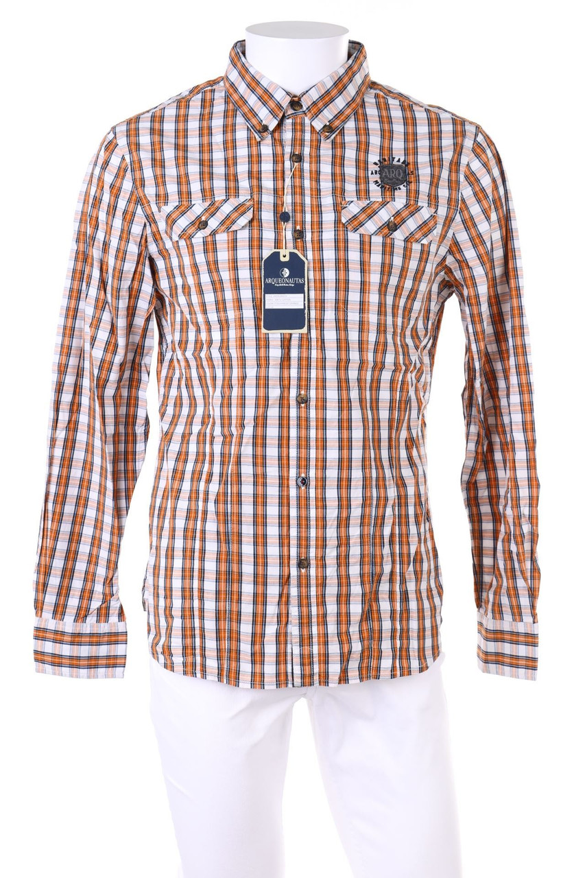 ARQUEONAUTAS - kariertes Button-down-Hemd mit Logo-Patch - M