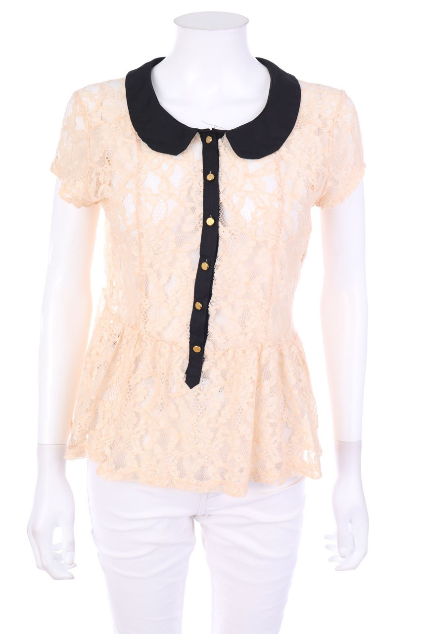 rue 21 - Spitzen-Kurzarm-Bluse - M