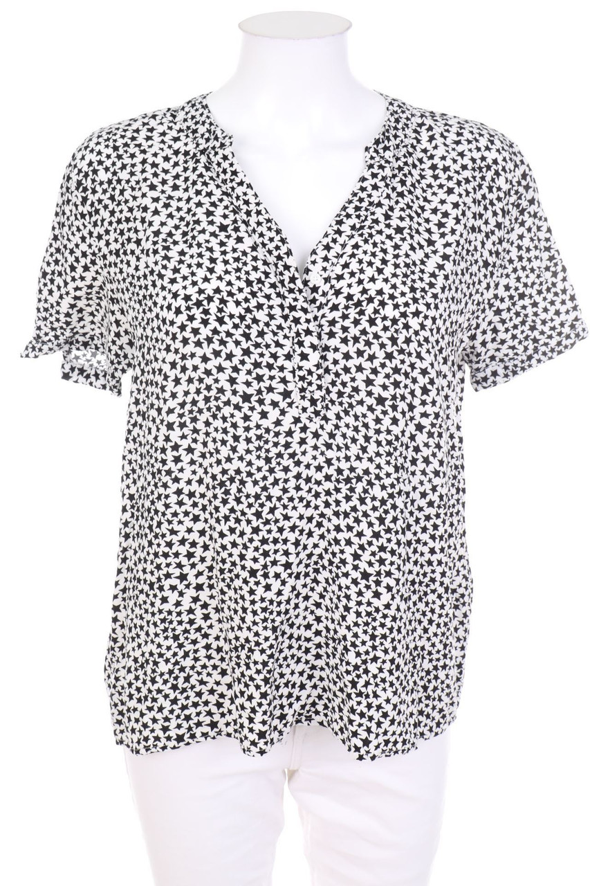 SECONDHAND - Kurzarm-Bluse mit Print - M