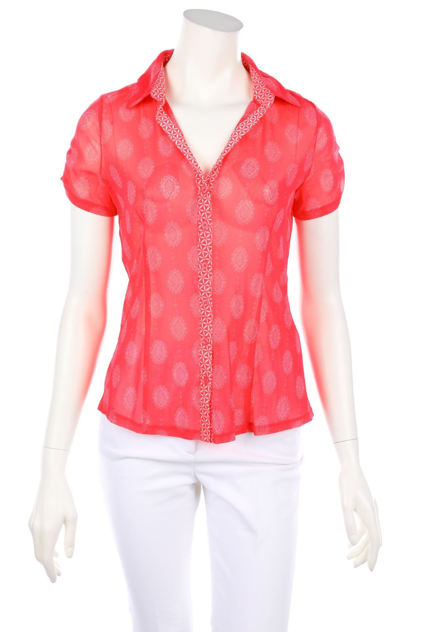 comma - Mesh-Hemd-Bluse mit kurzem Ärmel - D 38