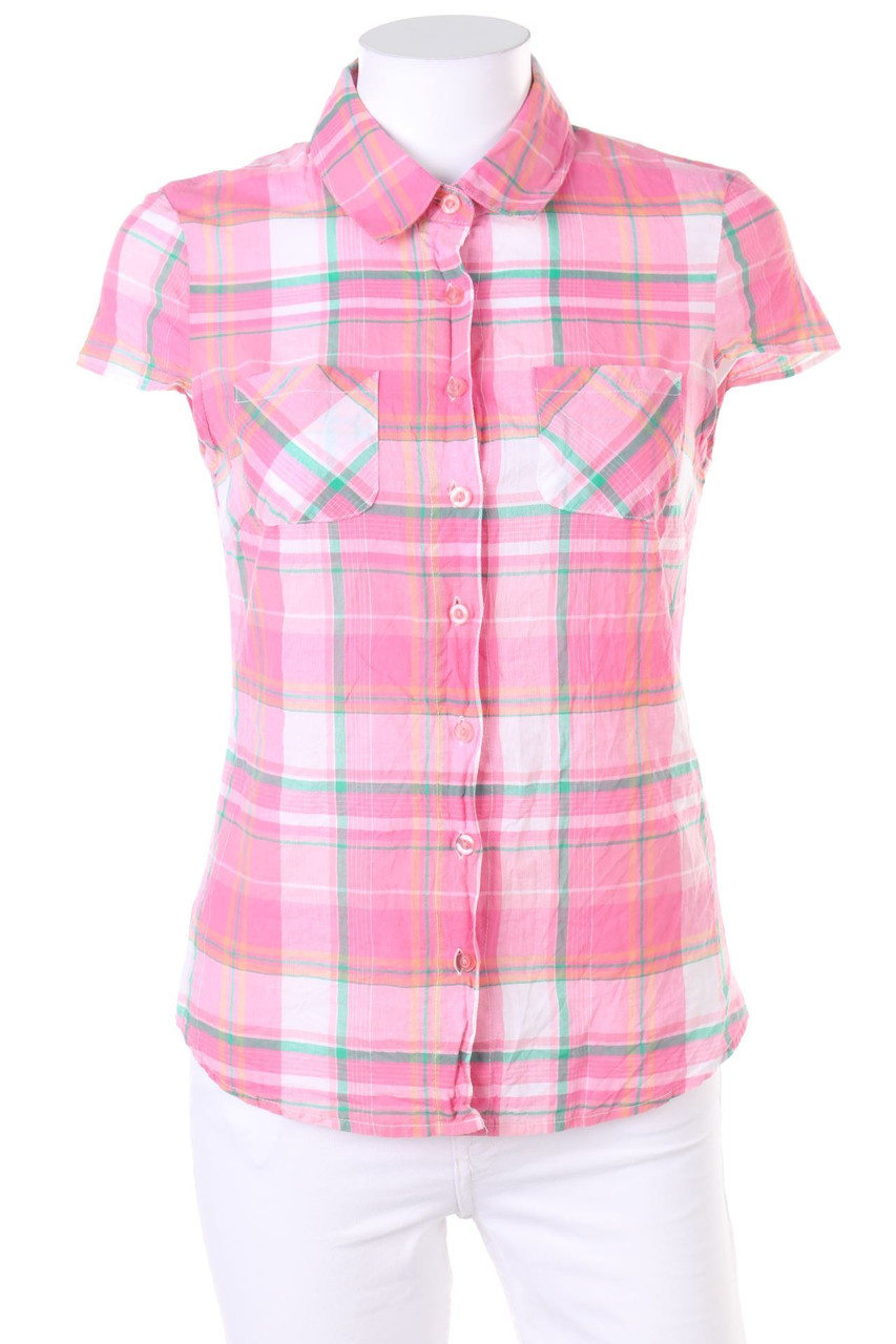 VERO MODA - Karo-Hemd-Bluse mit kurzem Ärmel - S