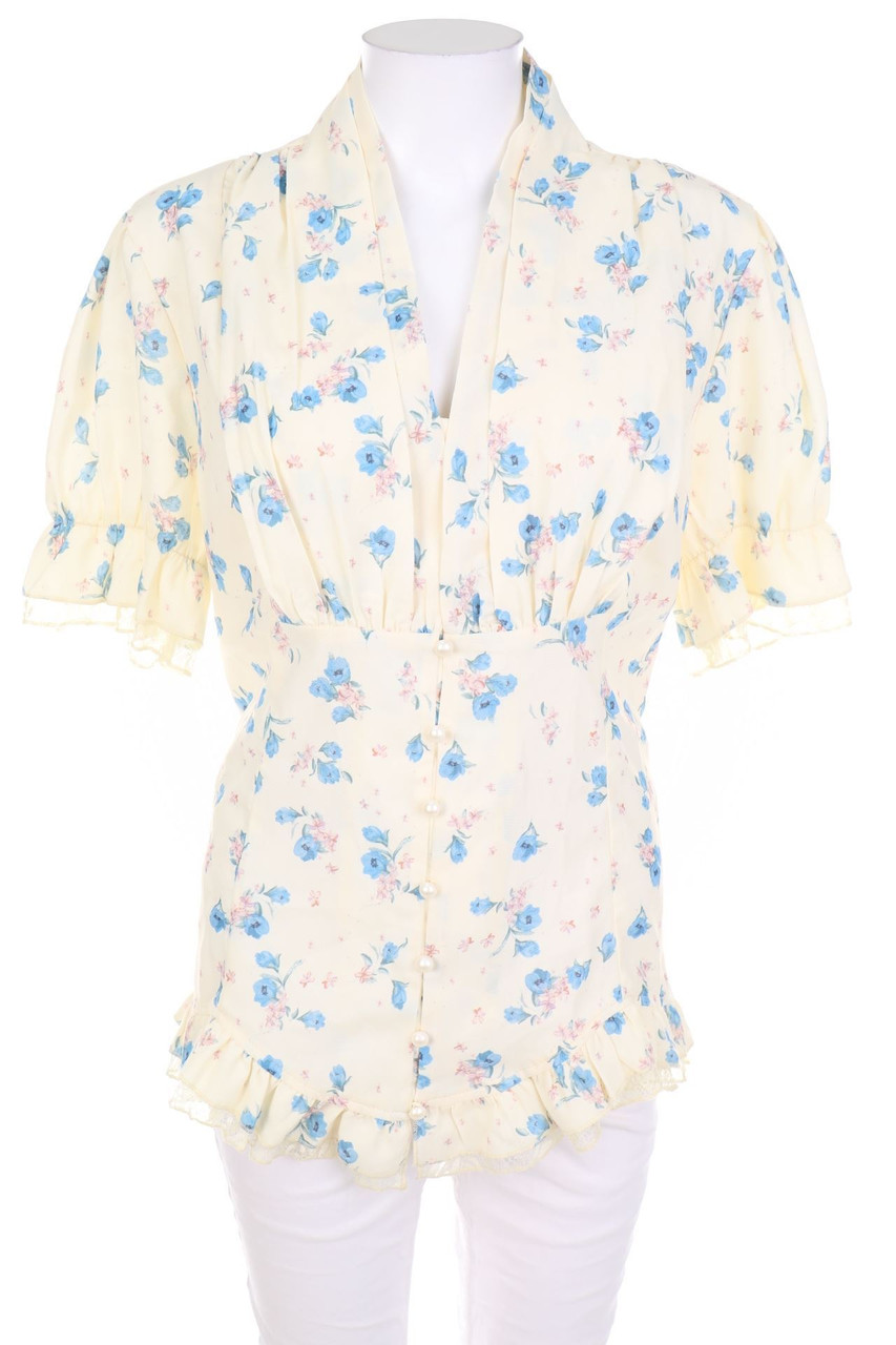 Scarlet Darkness - Kurzarm-Bluse mit Raffungen - XL