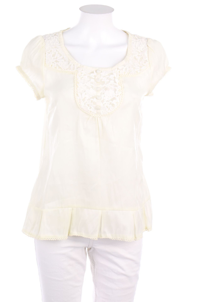 H&M - Kurzarm-Bluse mit Spitzen-Einsatz - D 38