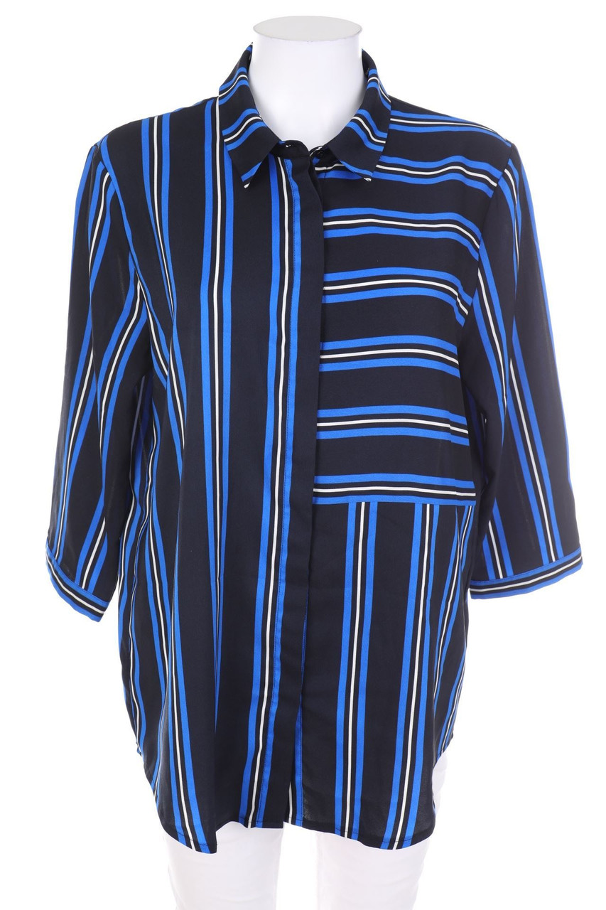Ohne Label - Streifen-Hemd-Bluse mit 3/4-Ärmel - XXL