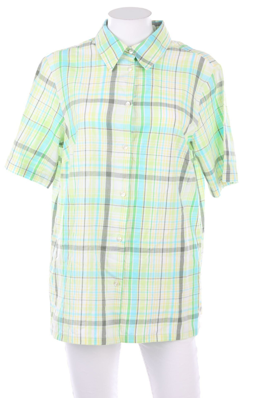 Ohne Label - Karo-Hemd-Bluse mit kurzem Ärmel - D 42