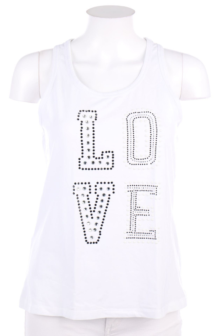 Mimi-Mua - Jersey-Top mit Strass-Steinen - M