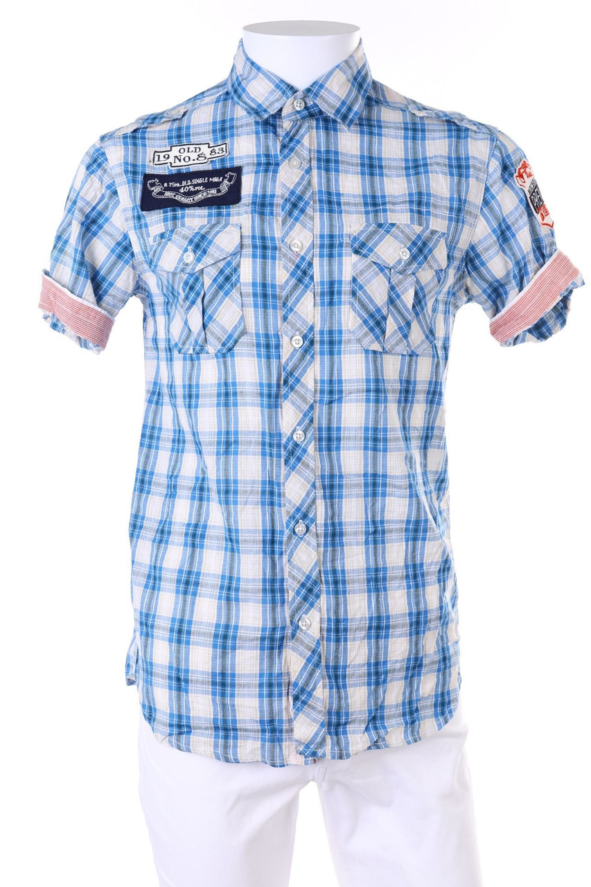 ACCANTO - Baumwoll-Kurzarm-Hemd mit Karo-Muster - S