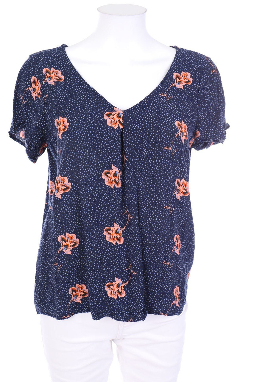 Chicorée - Kurzarm-Bluse mit Blumen-Print - M