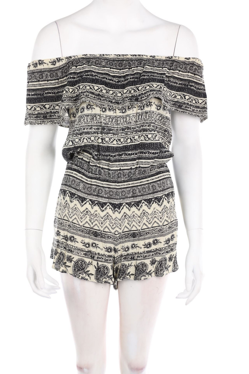 PULL&BEAR - Carmen-Playsuit mit Ethno-Print - L