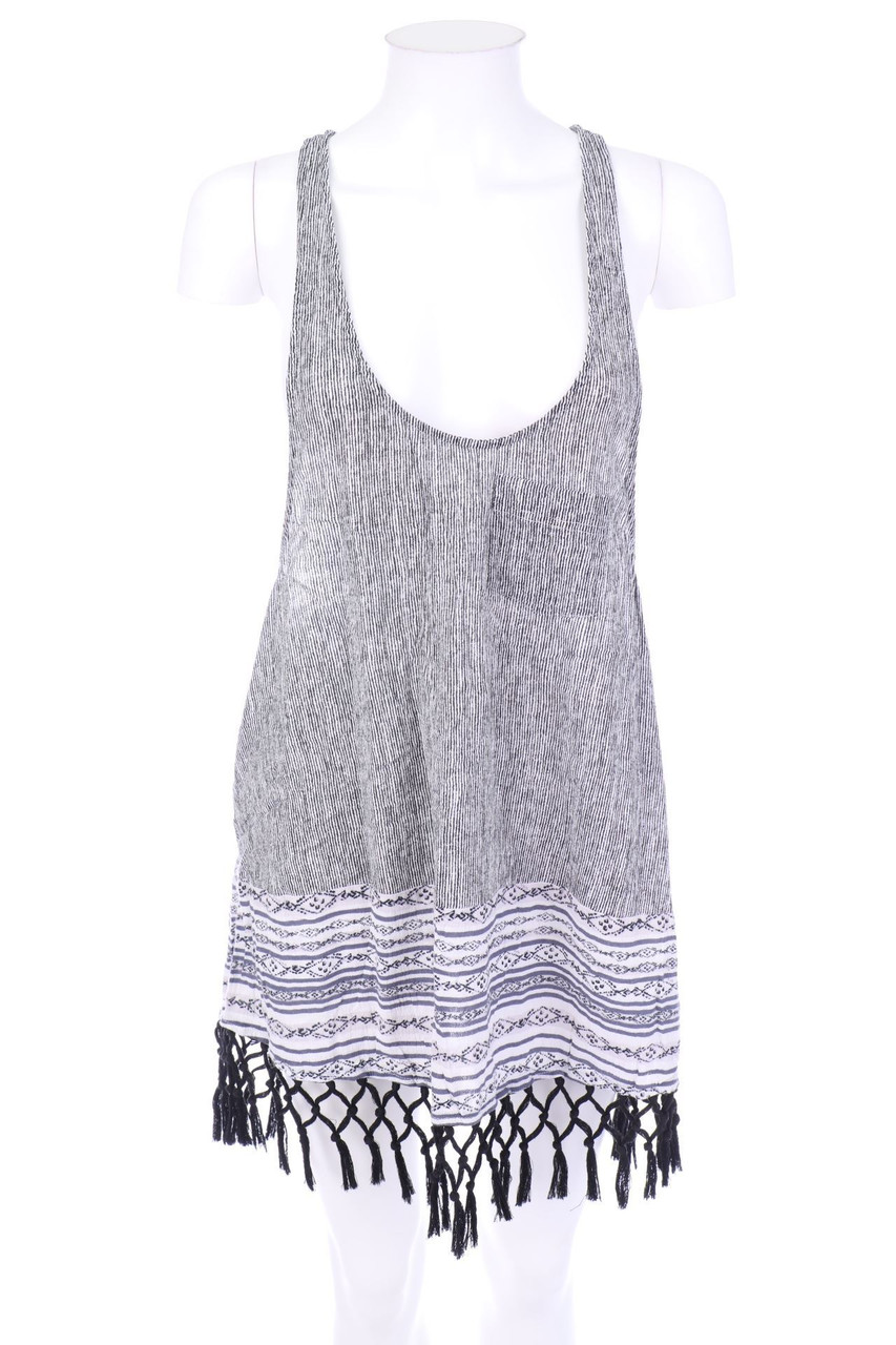 VICTORIA´S SECRET - Hippie-Long-Top in A-Linie aus Baumwolle mit Fransen - M