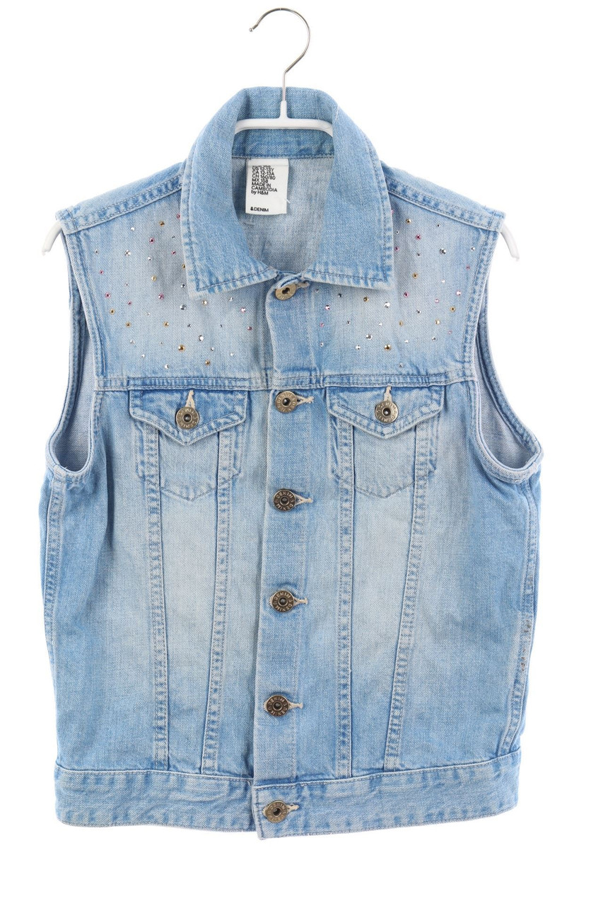 H&M - Denim-Weste mit Strass-Steinen - 158