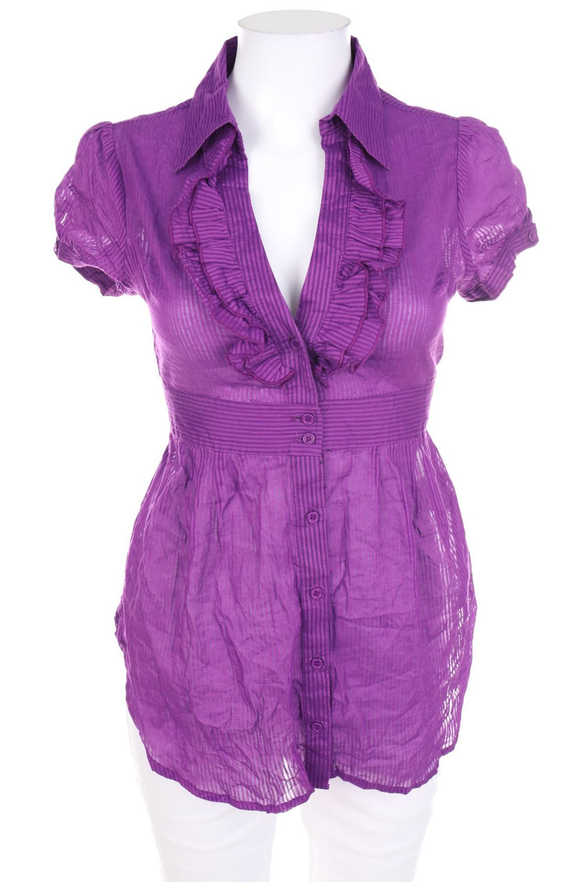 TALLY WEiJL - Rüschen-Hemd-Bluse mit kurzem Ärmel - XS