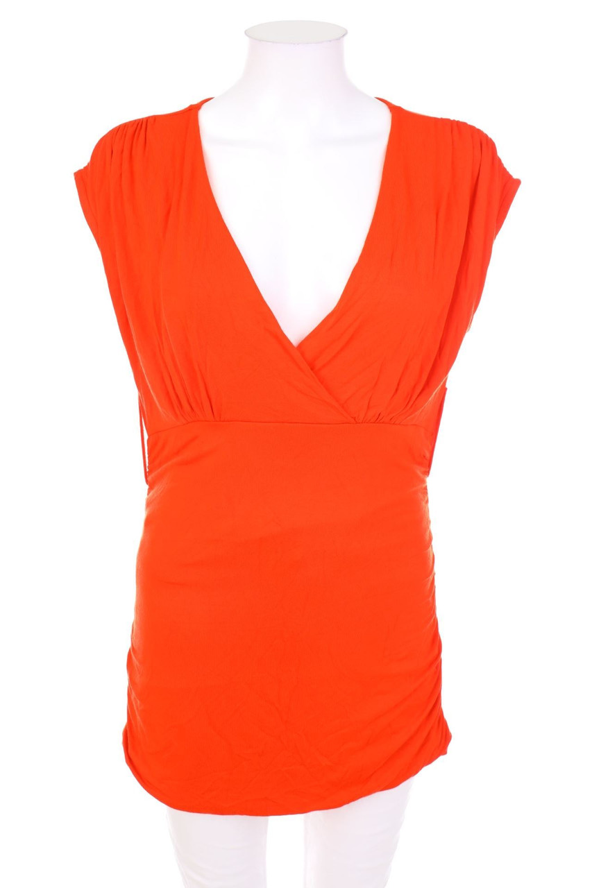 AMISU - Kurzarm-Bluse mit tiefem Ausschnitt - XL