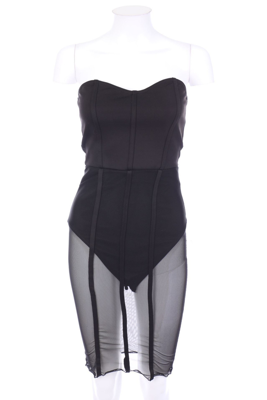 PRETTYLITTLETHING - Party-Kleid mit Mesh-Einsatz - D 34