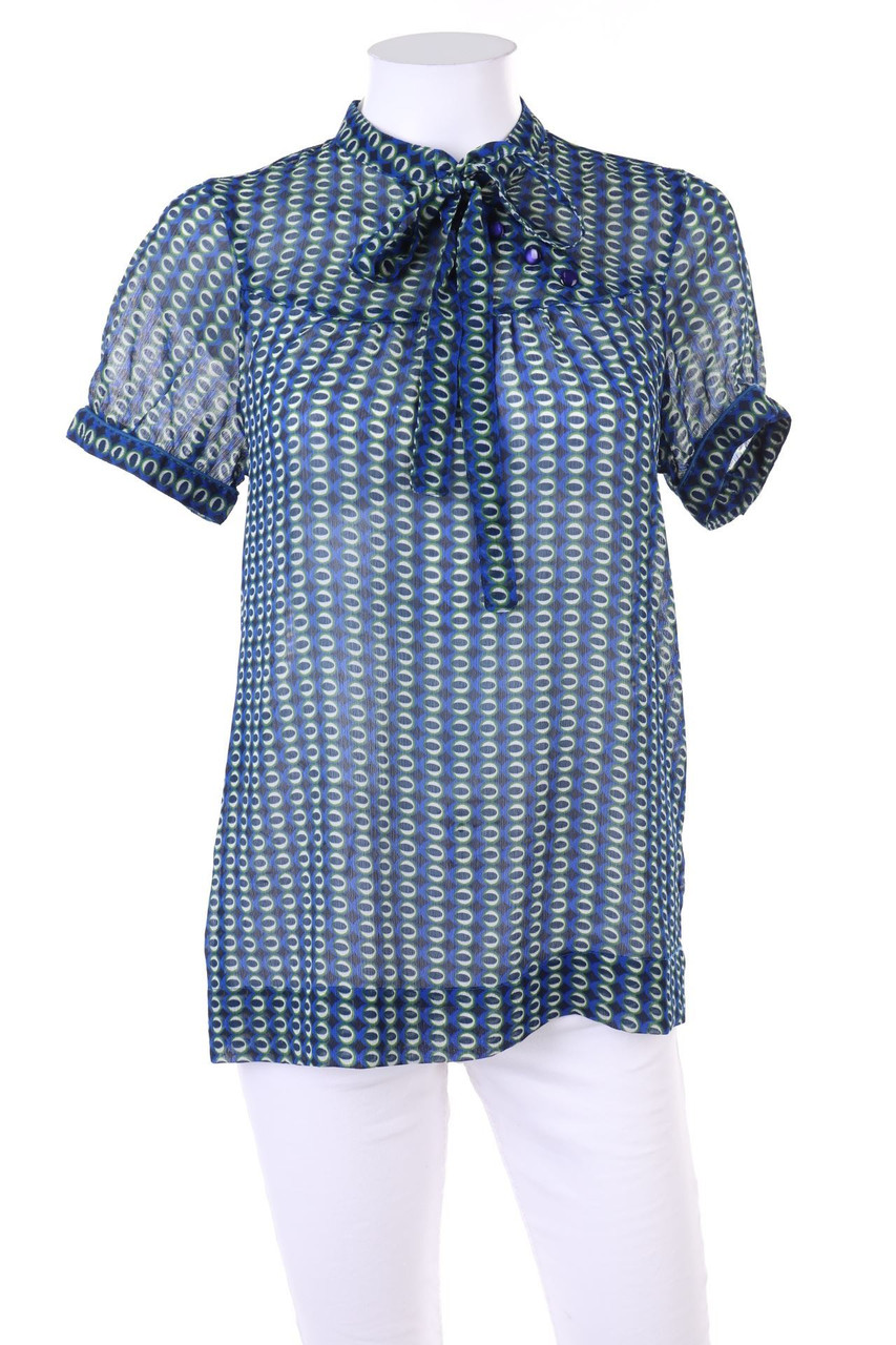 ZARA TRF - Kurzarm-Bluse mit Schleife - S