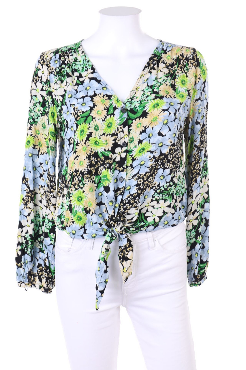 H&M - Bluse mit Blumen-Print zum Knoten - S