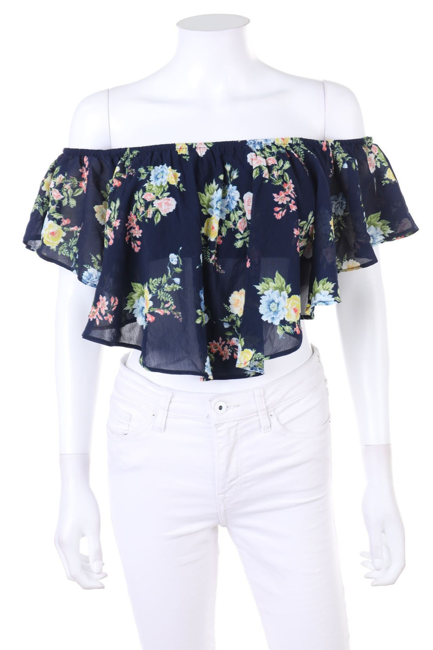 Bershka - Carmen-Bluse mit Blumen-Print - S