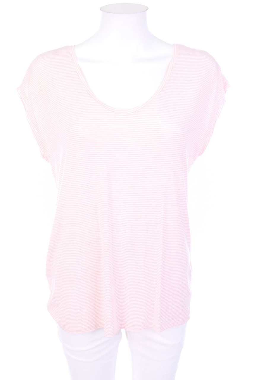 pieces - Ringel-Kurzarm-Shirt mit überschnittener Schulter - M